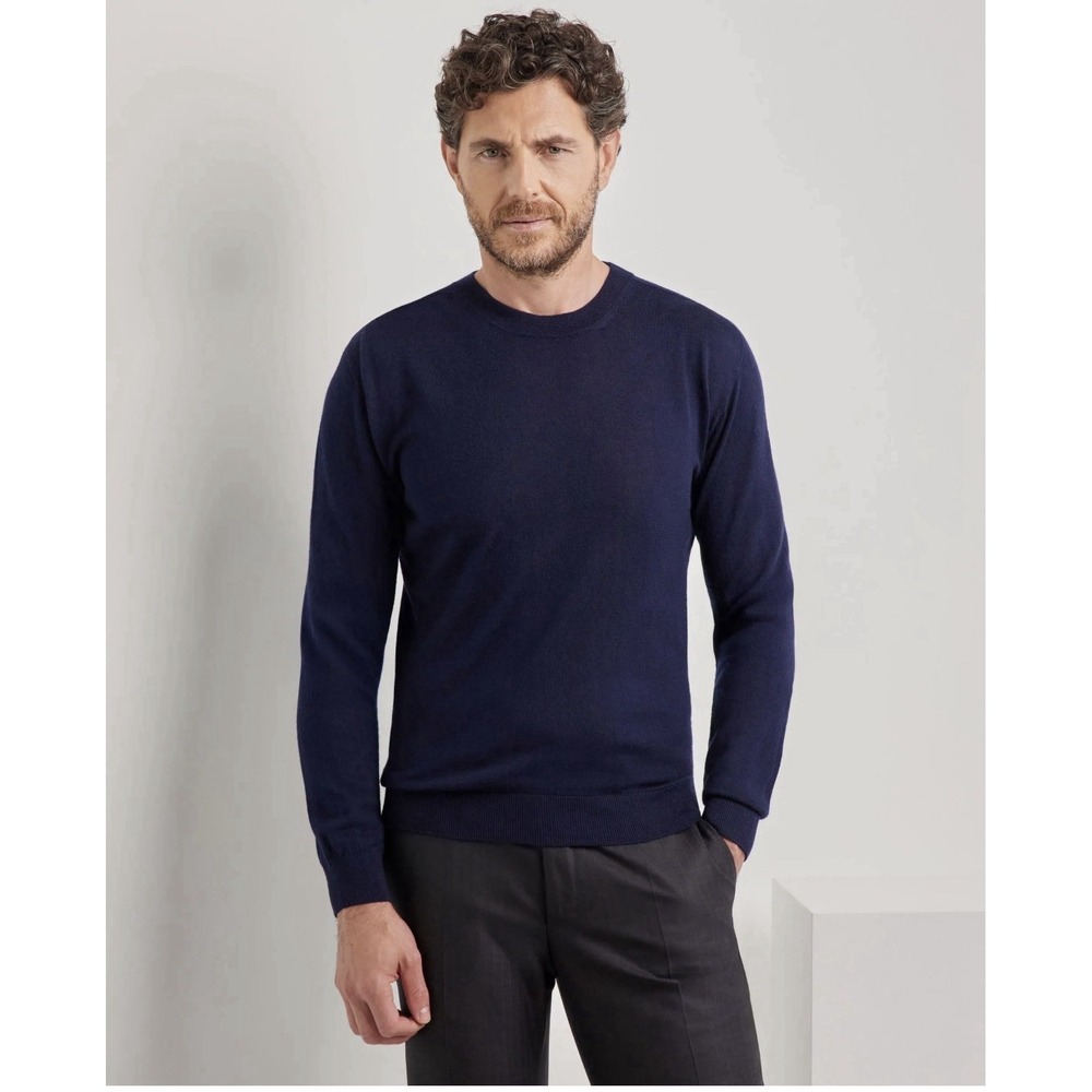 Canali 1934 Mens Navy Sweater Crew Neck 100% Extra Fine Merino Wool Sz 54 XL